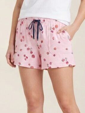 NWOT Life Is Good Pink Strawberry Print Sleep Shorts Drawstring Super Soft XL